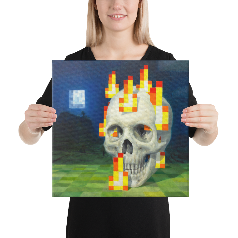 Painting burning outlet skull