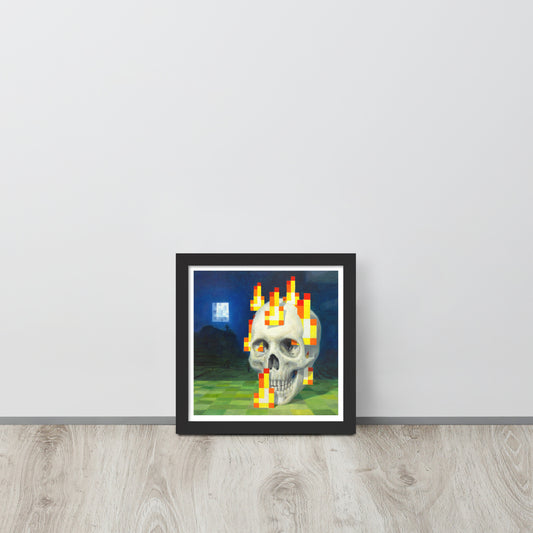 Skull on fire / Burning skull - Framed poster