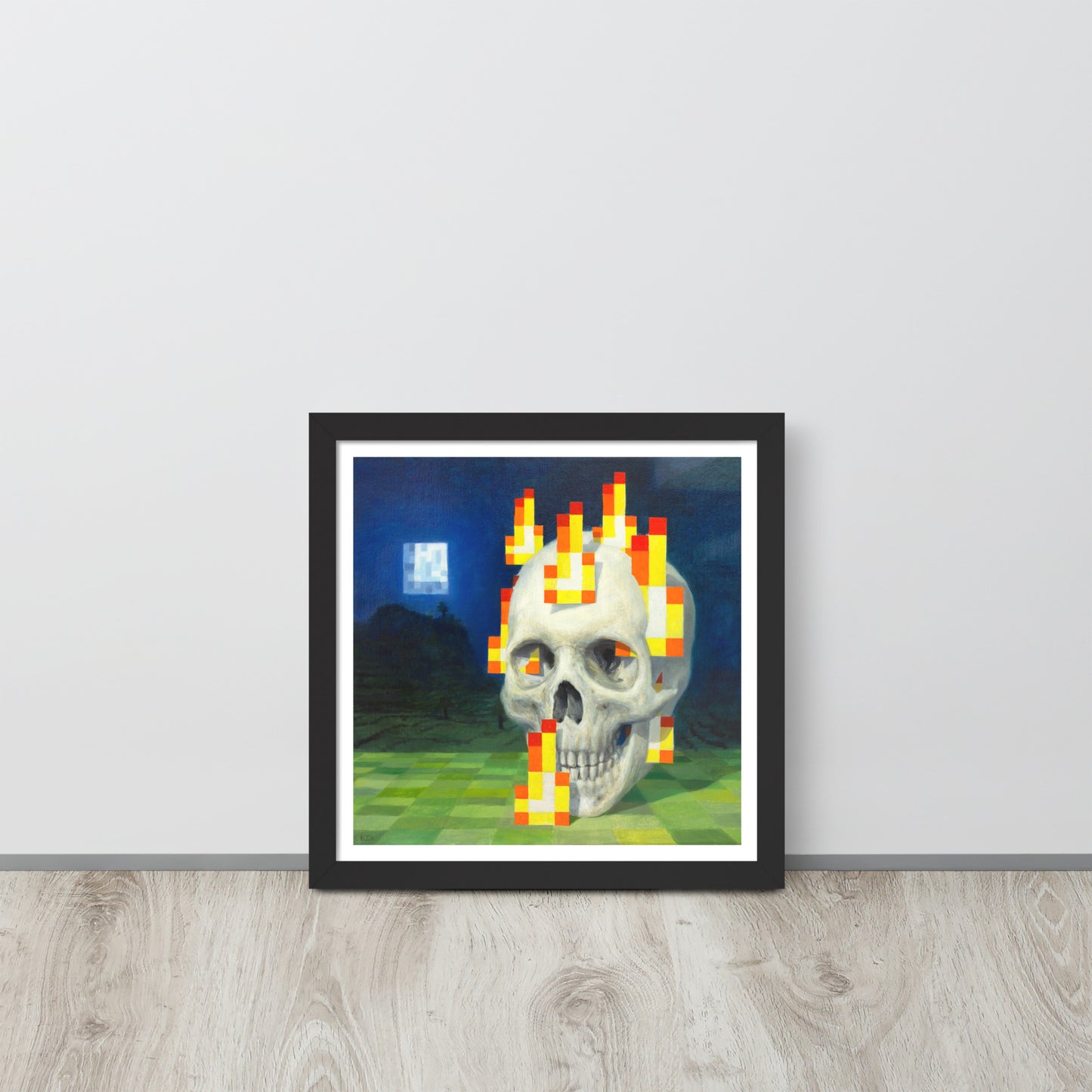 Skull on fire / Burning skull - Framed poster