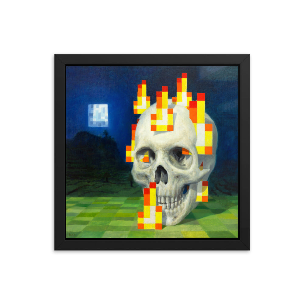 Skull on fire / Burning skull - Framed poster - no white border