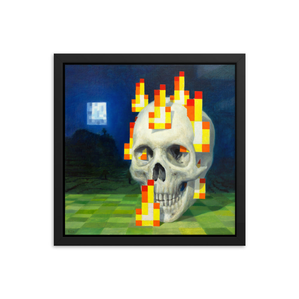 Skull on fire / Burning skull - Framed poster - no white border