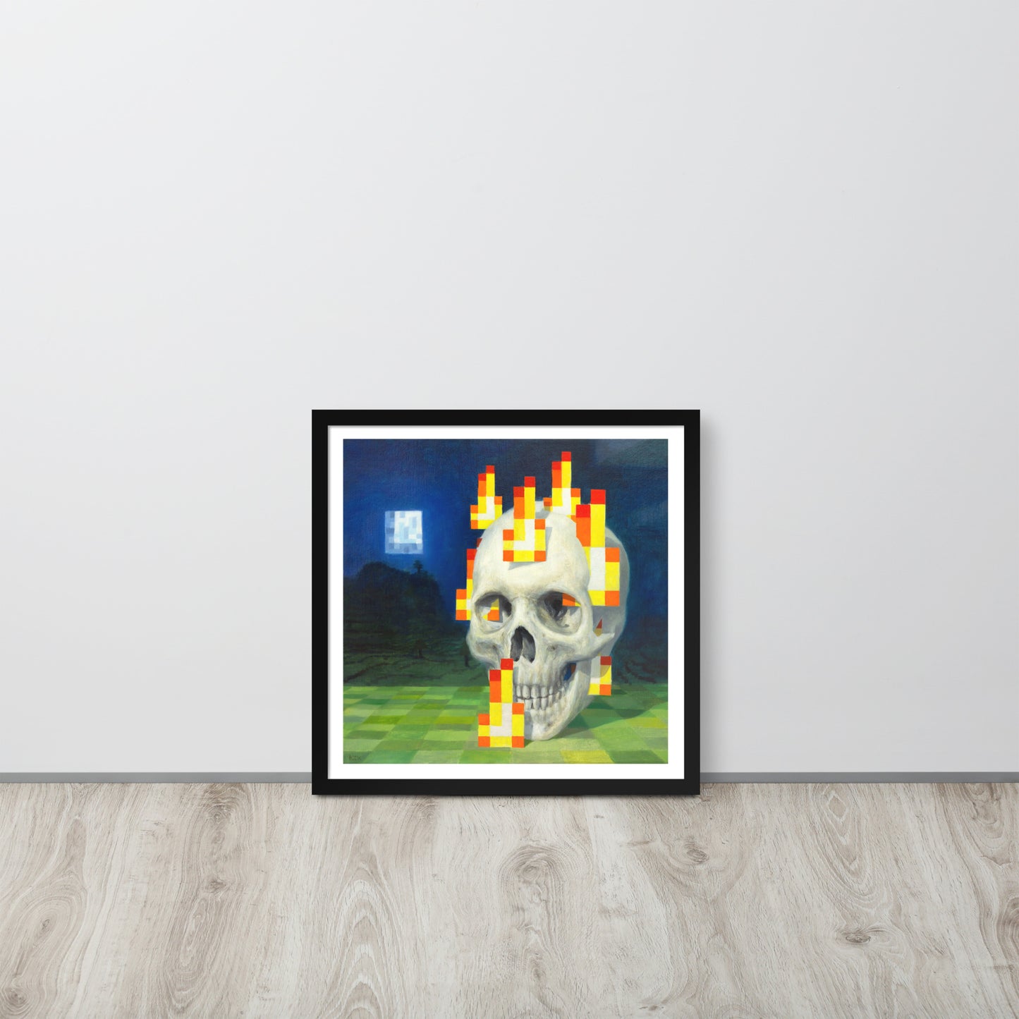 Skull on fire / Burning skull - Framed poster