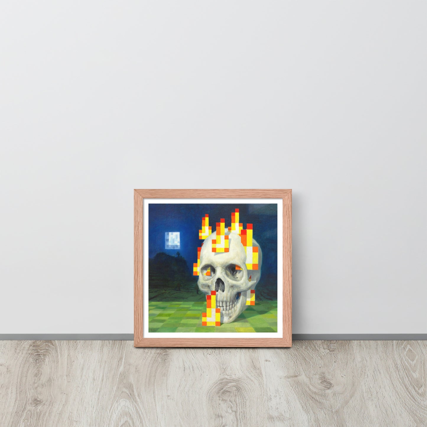 Skull on fire / Burning skull - Framed poster