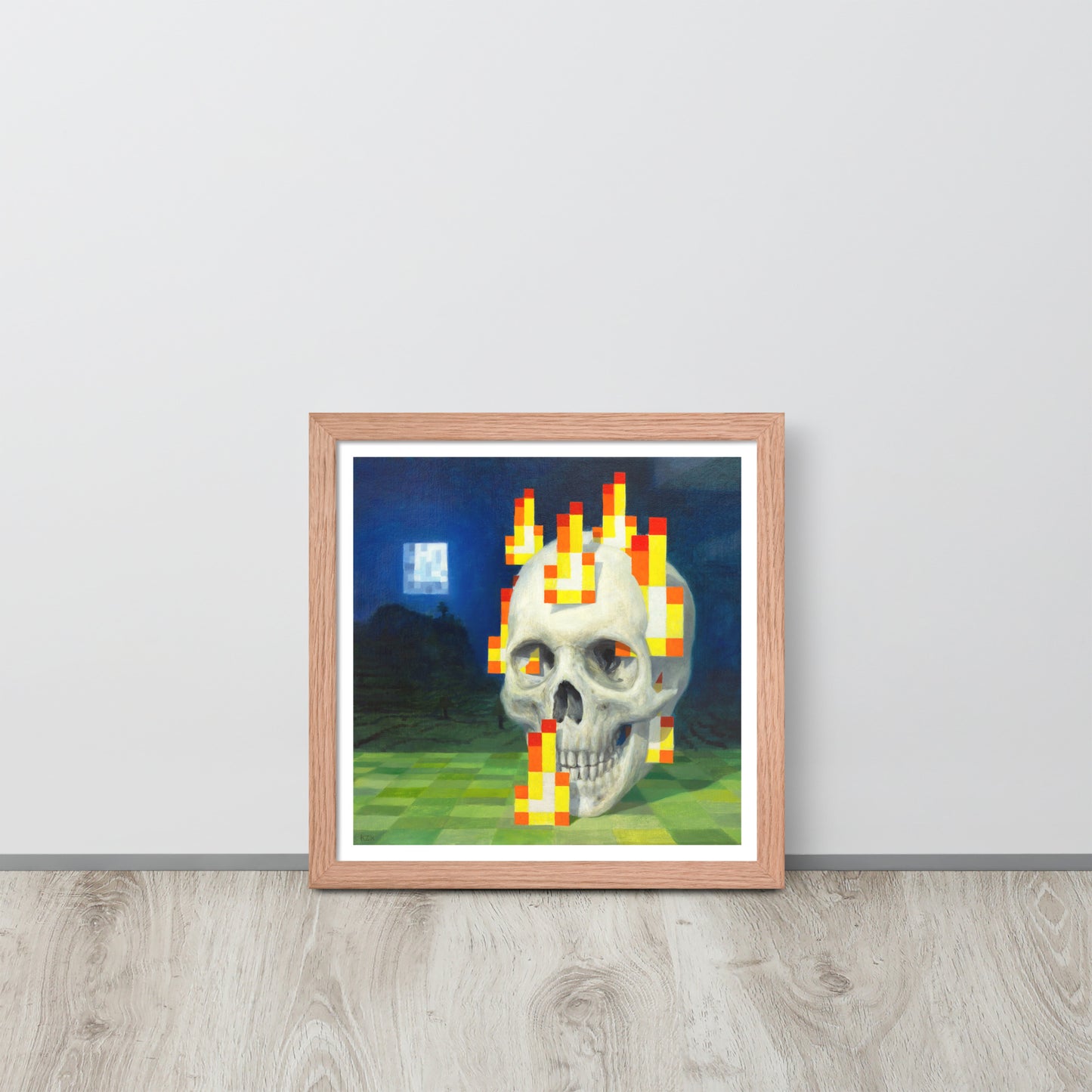 Skull on fire / Burning skull - Framed poster