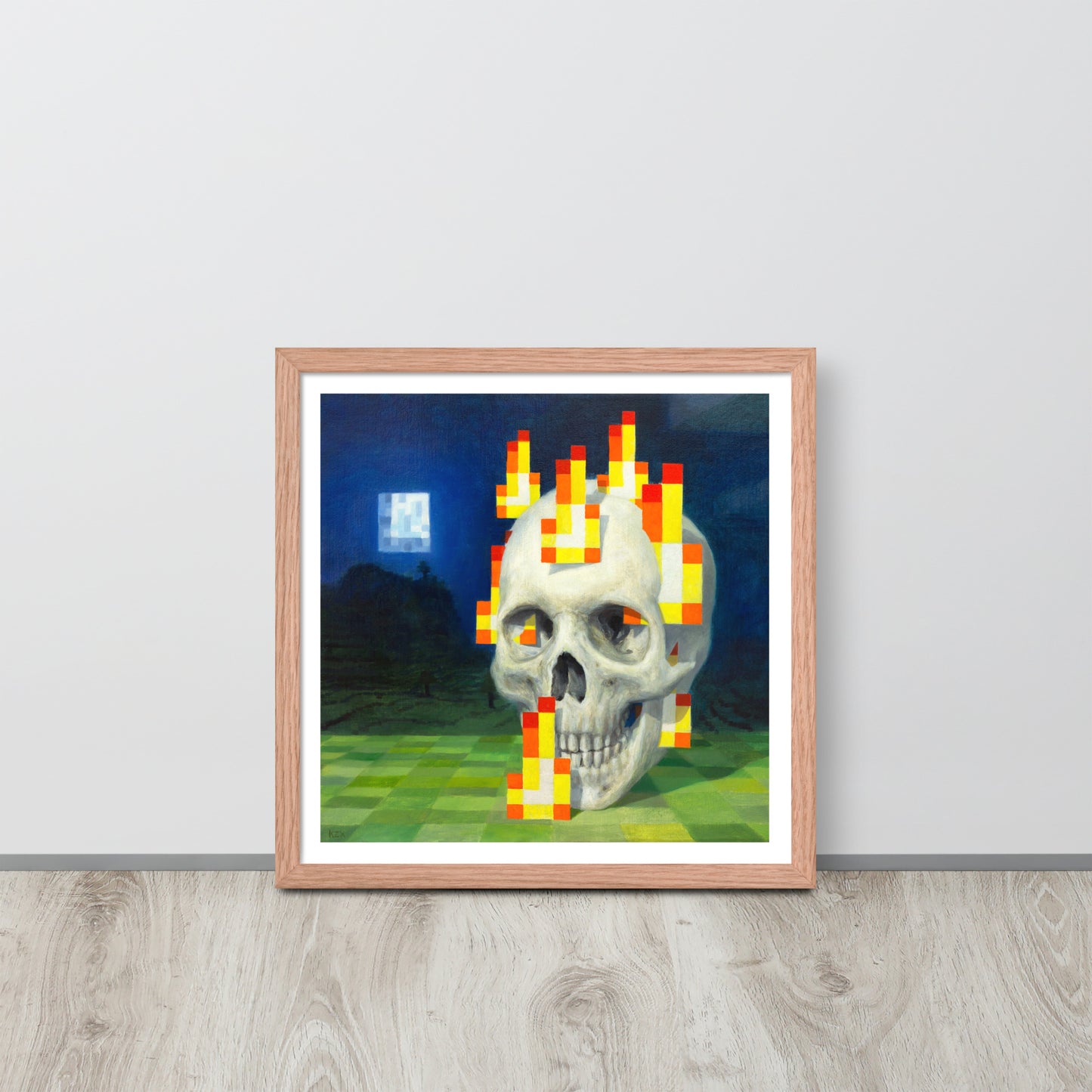 Skull on fire / Burning skull - Framed poster