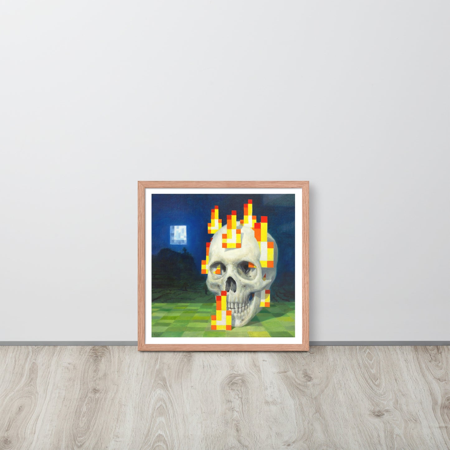 Skull on fire / Burning skull - Framed poster