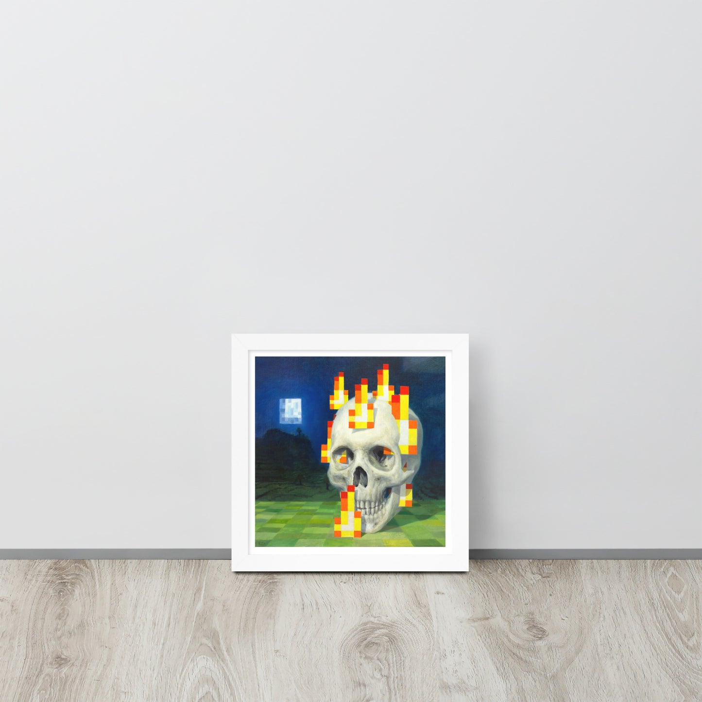 Skull on fire / Burning skull - Framed poster