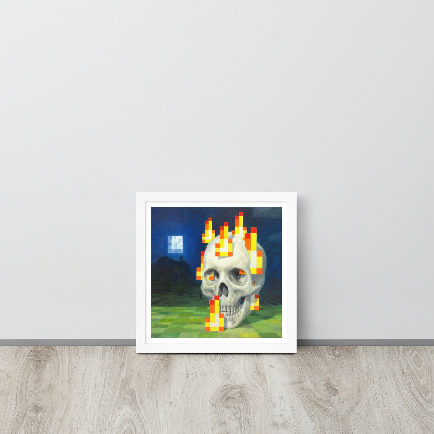 Skull on fire / Burning skull - Framed poster