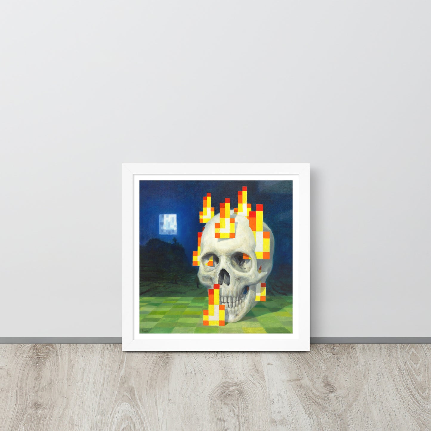 Skull on fire / Burning skull - Framed poster