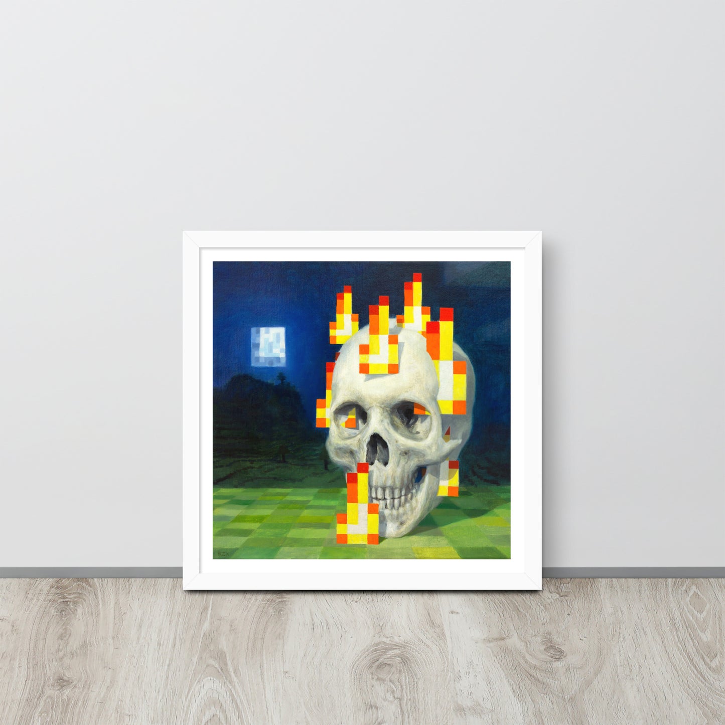 Skull on fire / Burning skull - Framed poster
