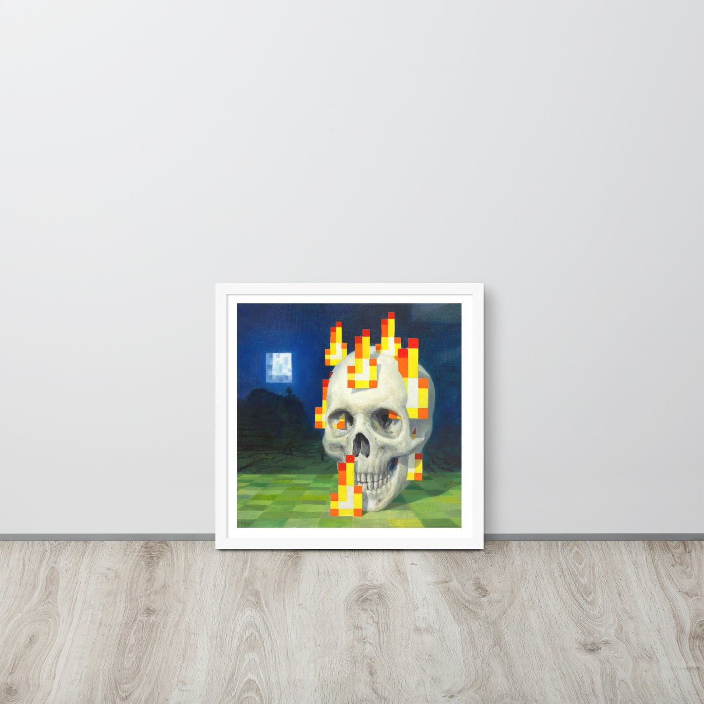 Skull on fire / Burning skull - Framed poster