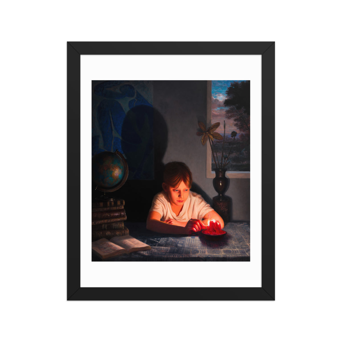 Playing with Candle — Framed print — 11 × 14 in — Black frame — front