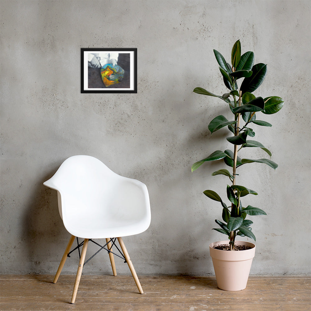 Carving — Framed print — 14 × 11 in — Black frame — shown on wall
