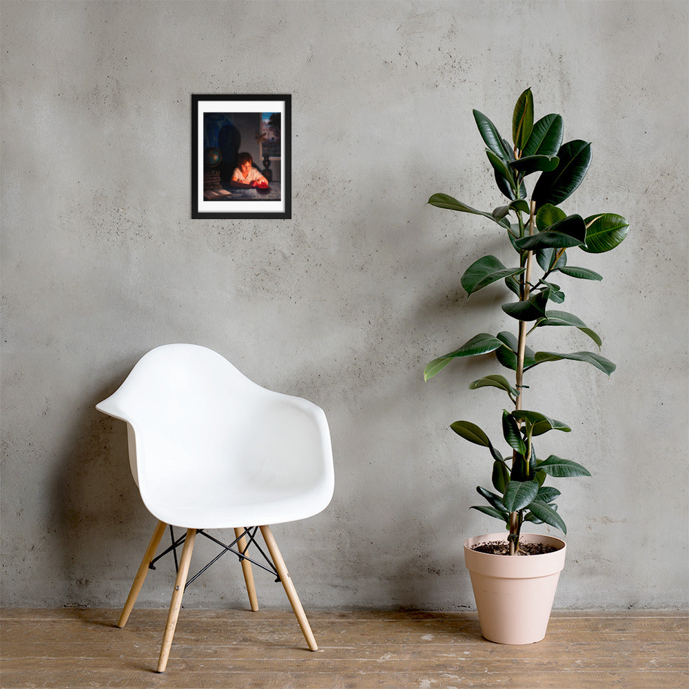 Playing with Candle — Framed print — 11 × 14 in — Black frame — shown on wall
