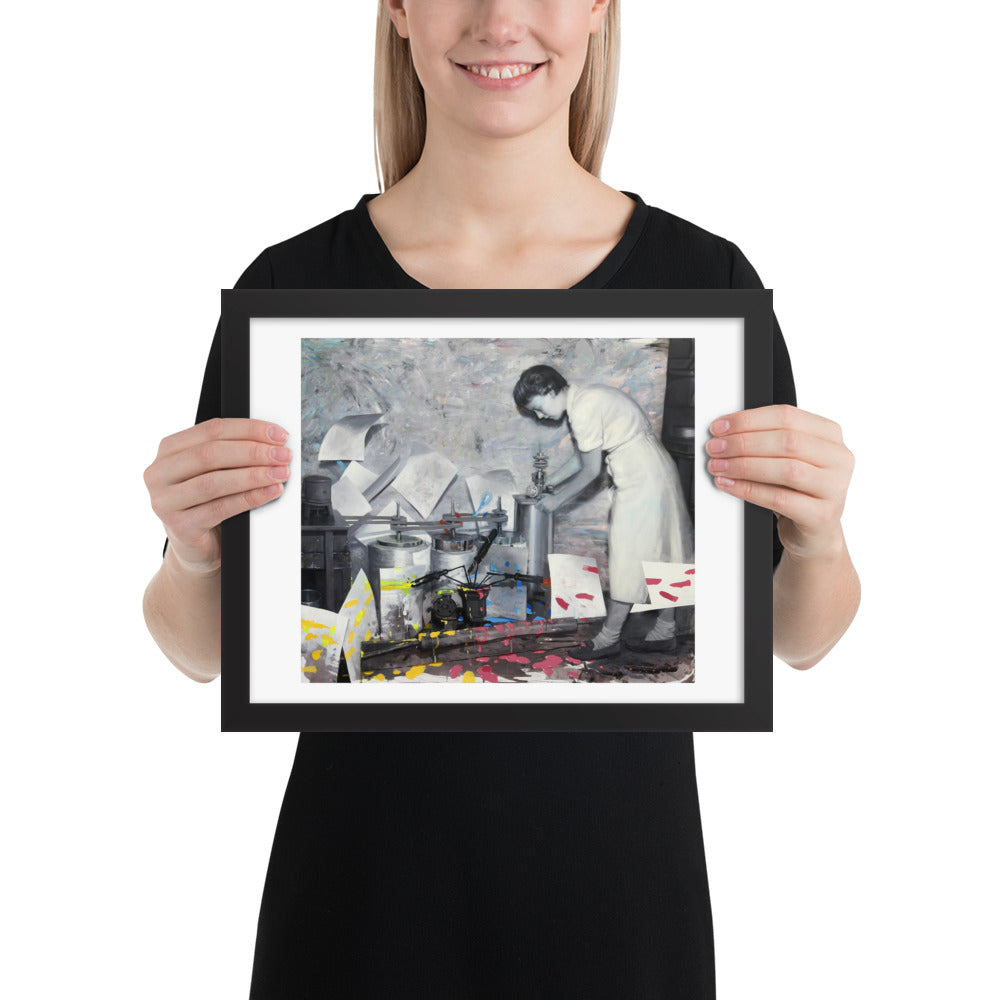 Broken Painting Machine — Framed print — 14 × 11 in — Black frame — held for scale