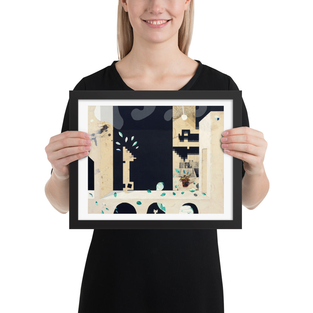 Into The Maze — Framed print — 14 × 11 in — Black frame — held for scale