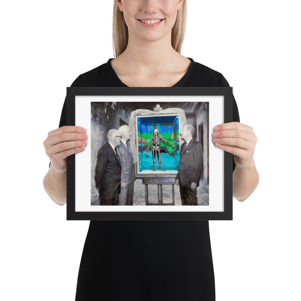 The Reveal — Framed print — 14 × 11 in — Black frame — held for scale