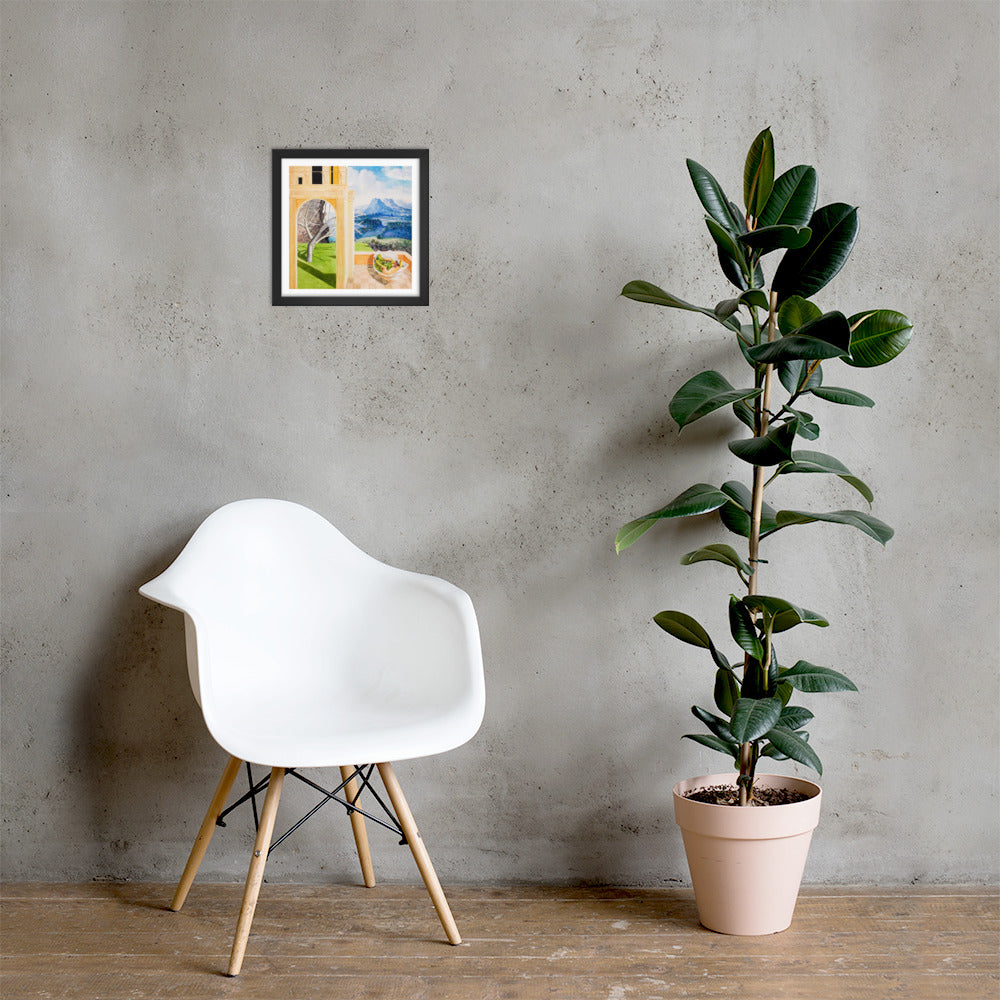 The Patio — Framed print — 12 × 12 in — Black frame — shown on wall
