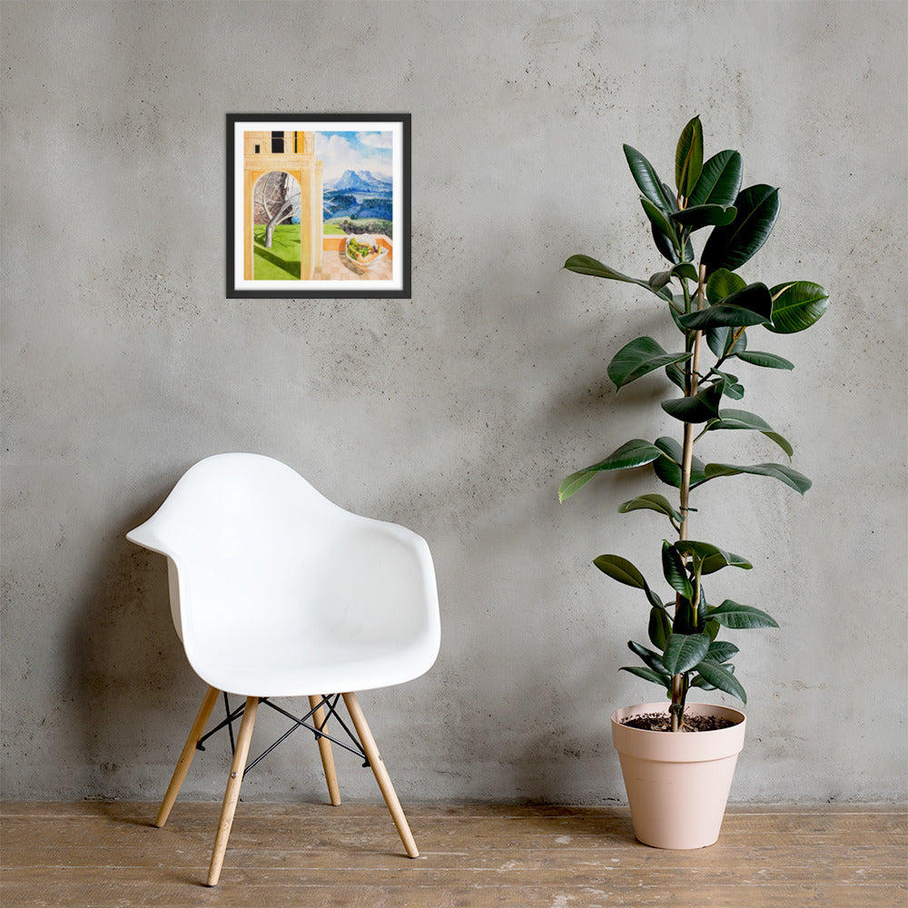 The Patio — Framed print — 16 × 16 in — Black frame — shown on wall