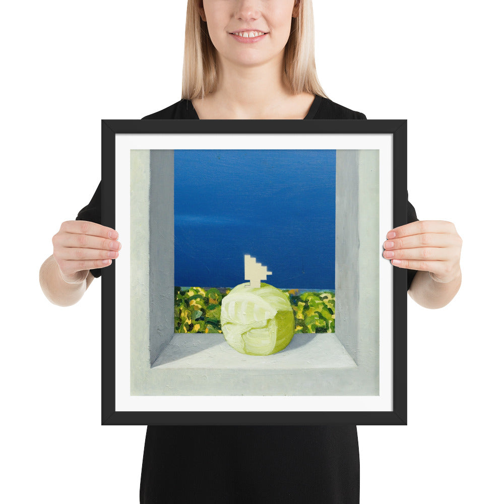 Spawn — Framed print — 16 × 16 in — Black frame — held for scale