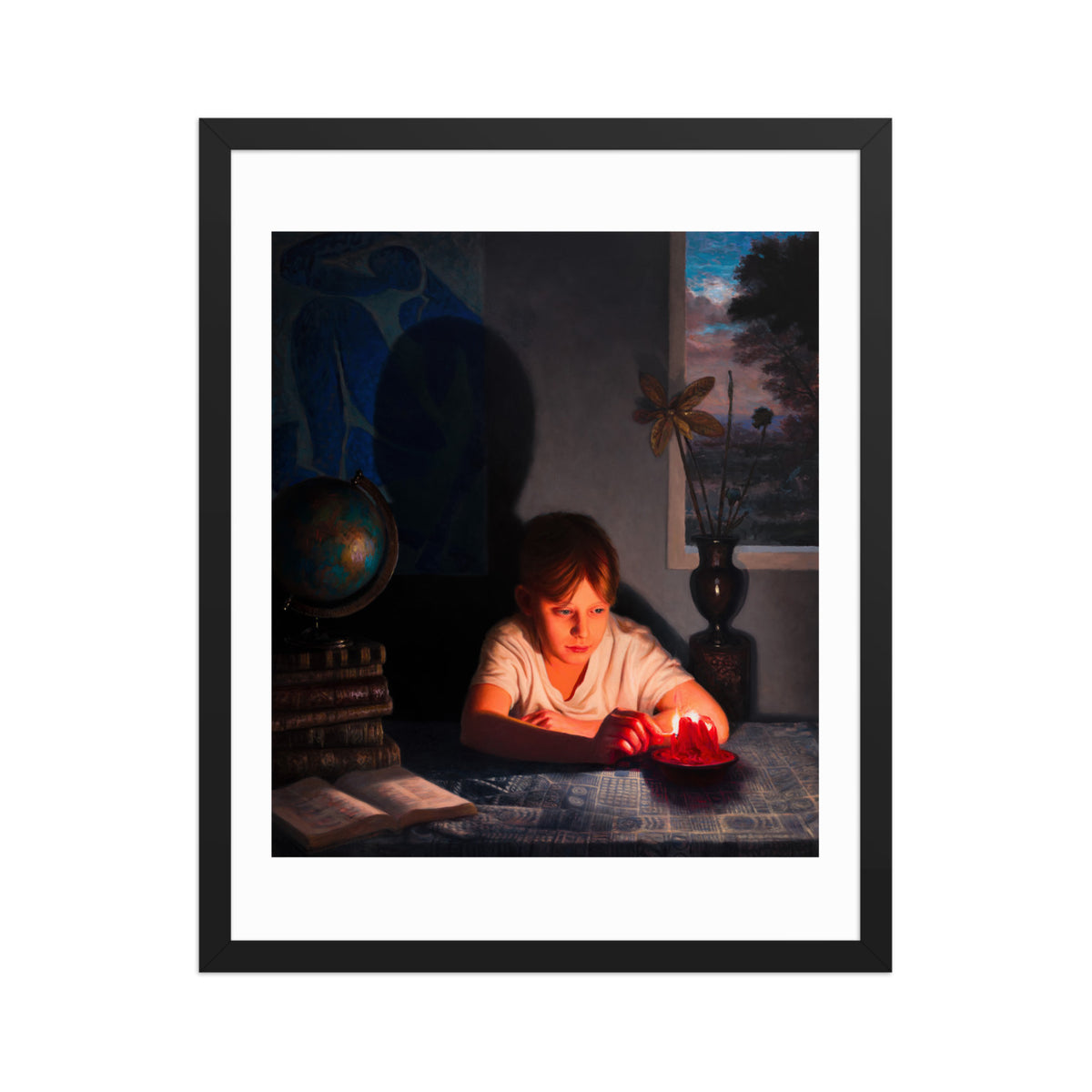 Playing with Candle — Framed print — 16 × 20 in — Black frame — front