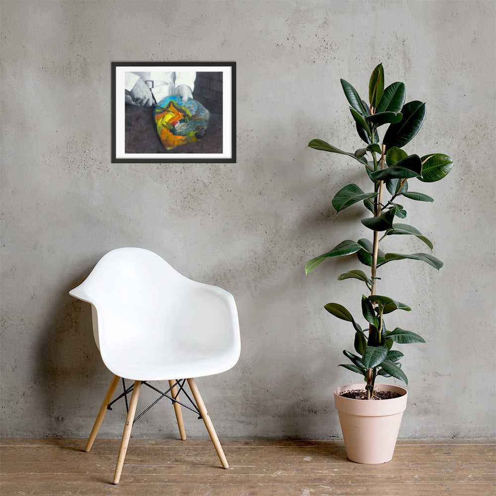 Carving — Framed print — 20 × 16 in — Black frame — shown on wall
