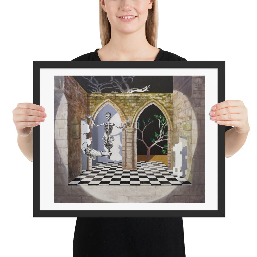 Consider it — Framed print — 20 × 16 in — Black frame — held for scale