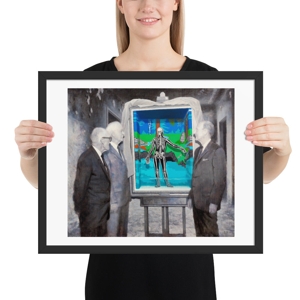 The Reveal — Framed print — 20 × 16 in — Black frame — held for scale