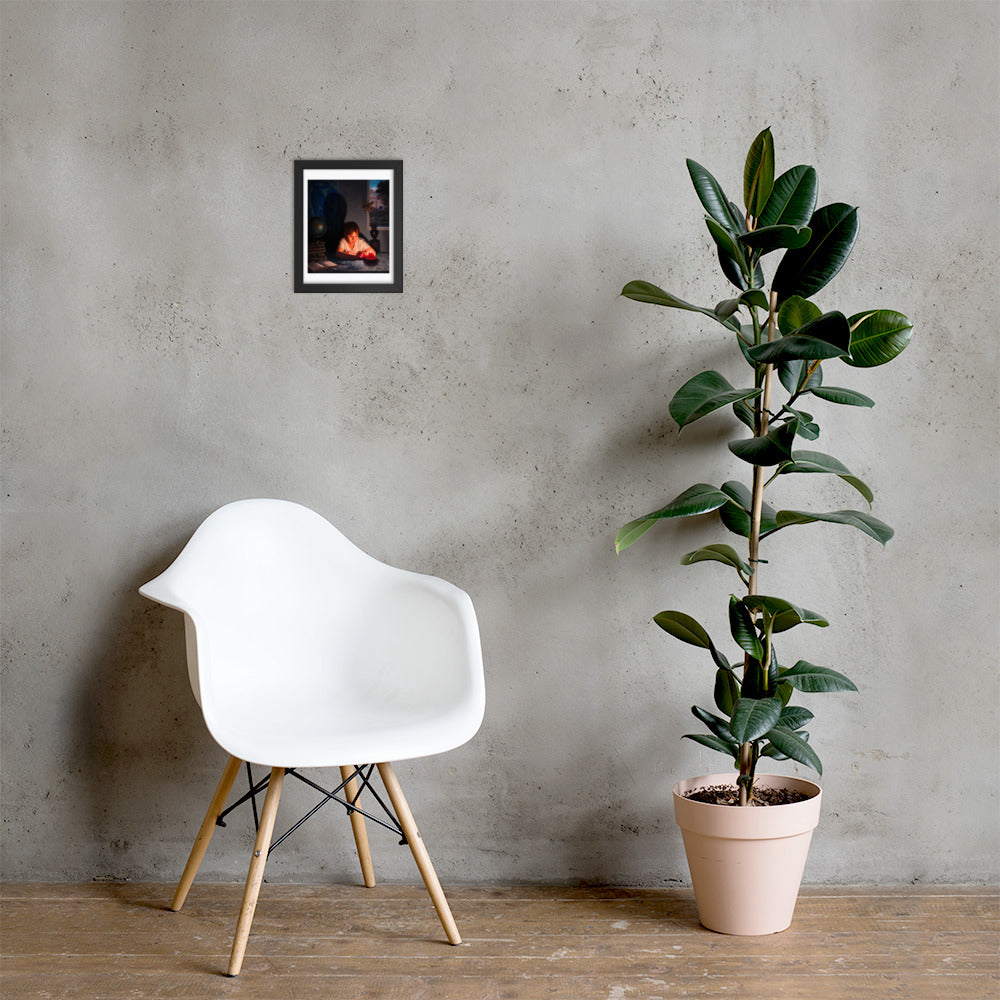 Playing with Candle — Framed print — 8 × 10 in — Black frame — shown on wall