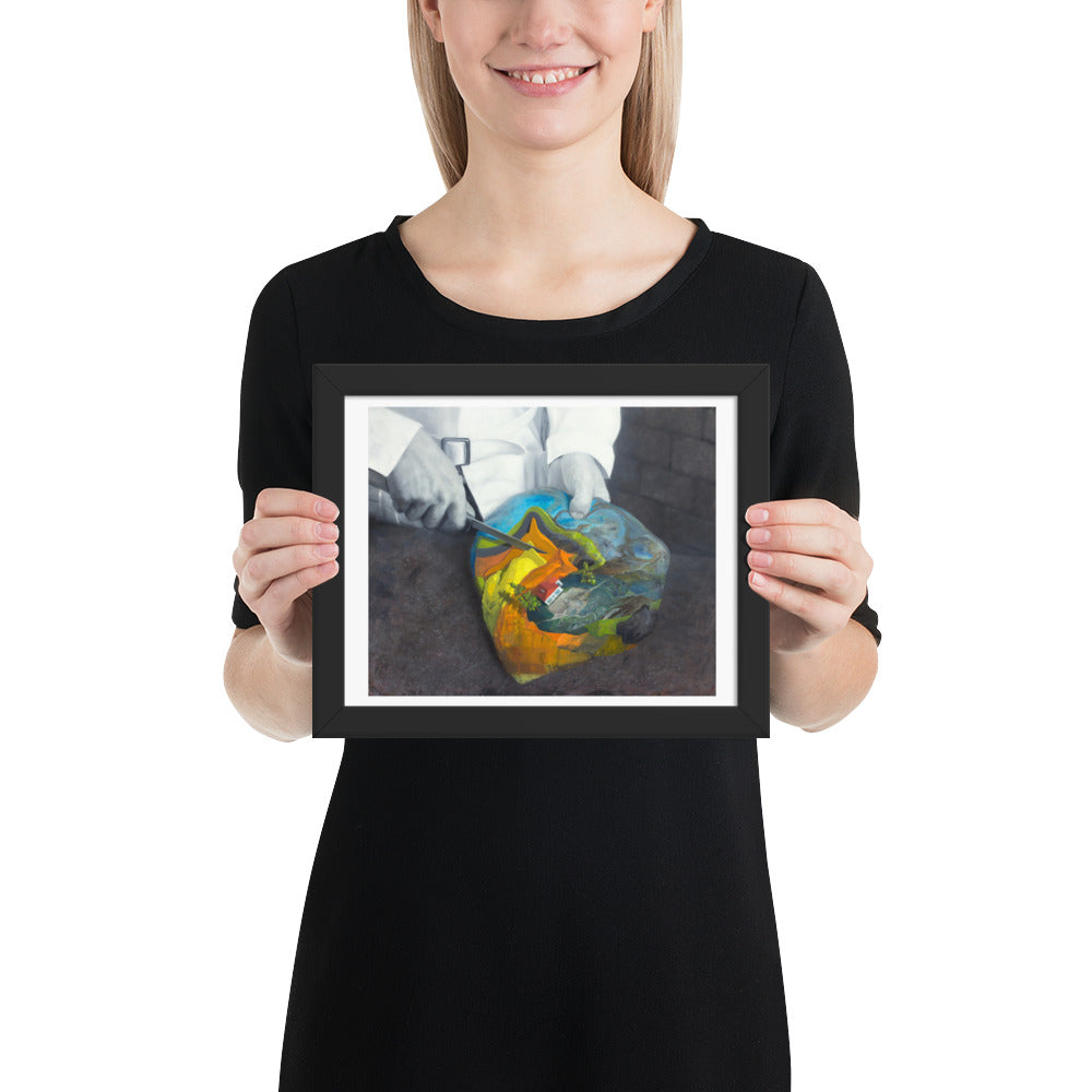 Carving — Framed print — 10 × 8 in — Black frame — held for scale
