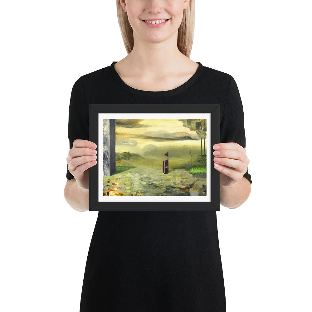 Elegy — Framed print — 10 × 8 in — Black frame — held for scale