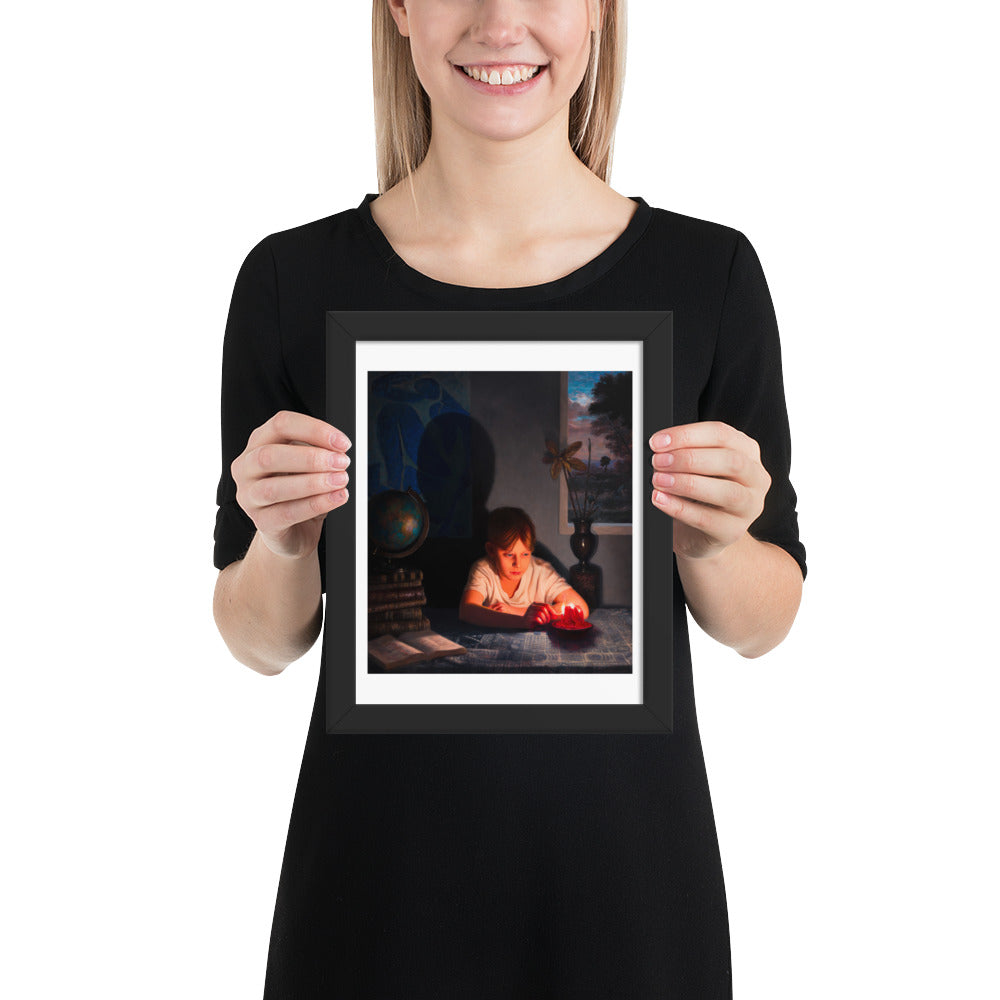 Playing with Candle — Framed print — 8 × 10 in — Black frame — held for scale