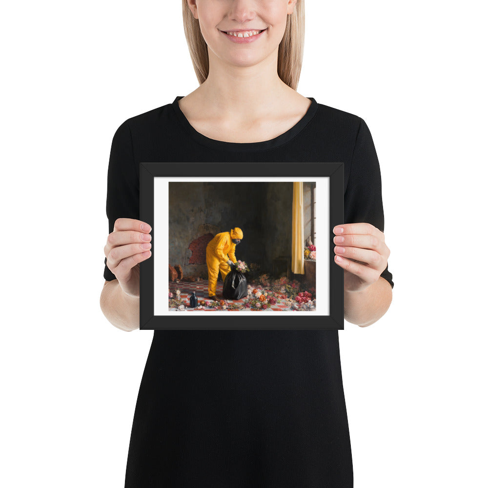 Trouble with Flowers — Framed print — 10 × 8 in — Black frame — held for scale