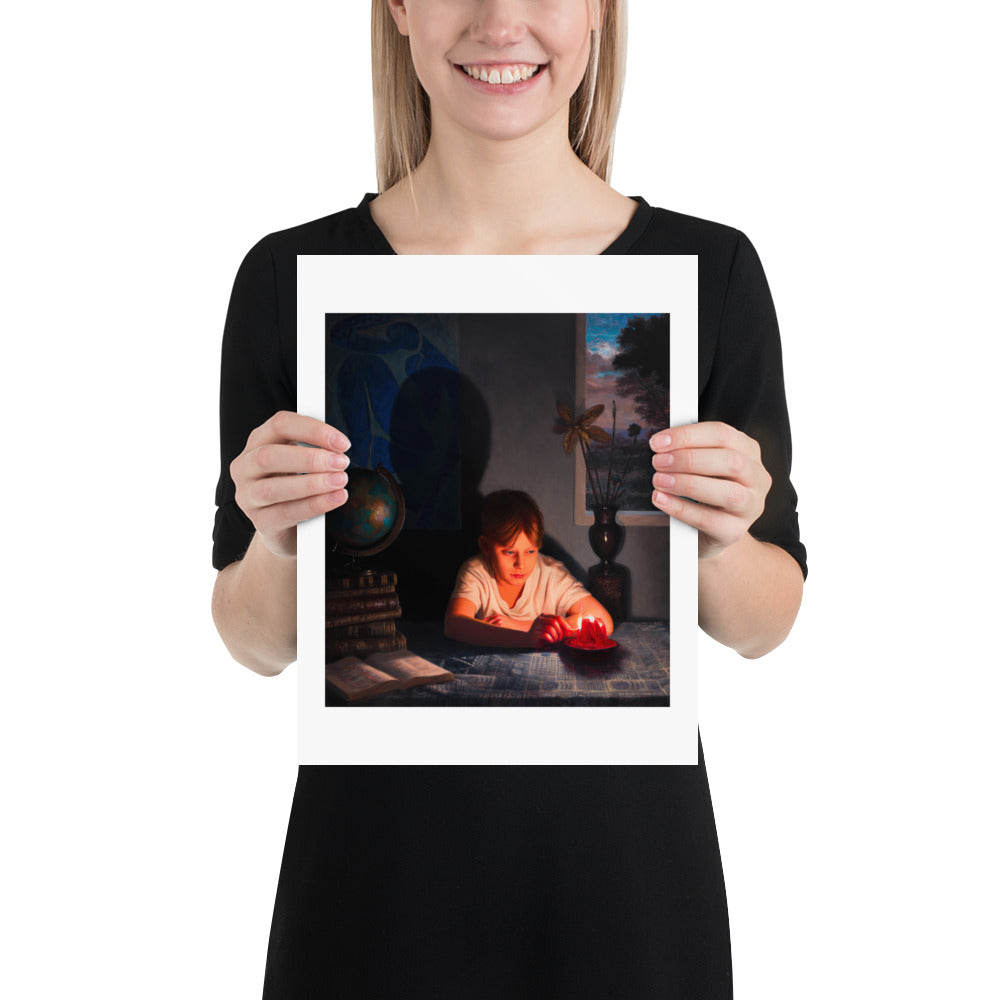 Playing with Candle — Poster — 11 × 14 in — held for scale