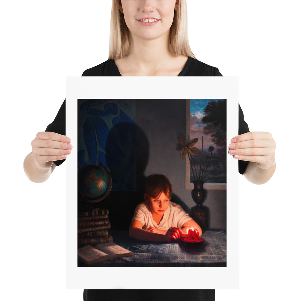 Playing with Candle — Poster — 16 × 20 in — held for scale
