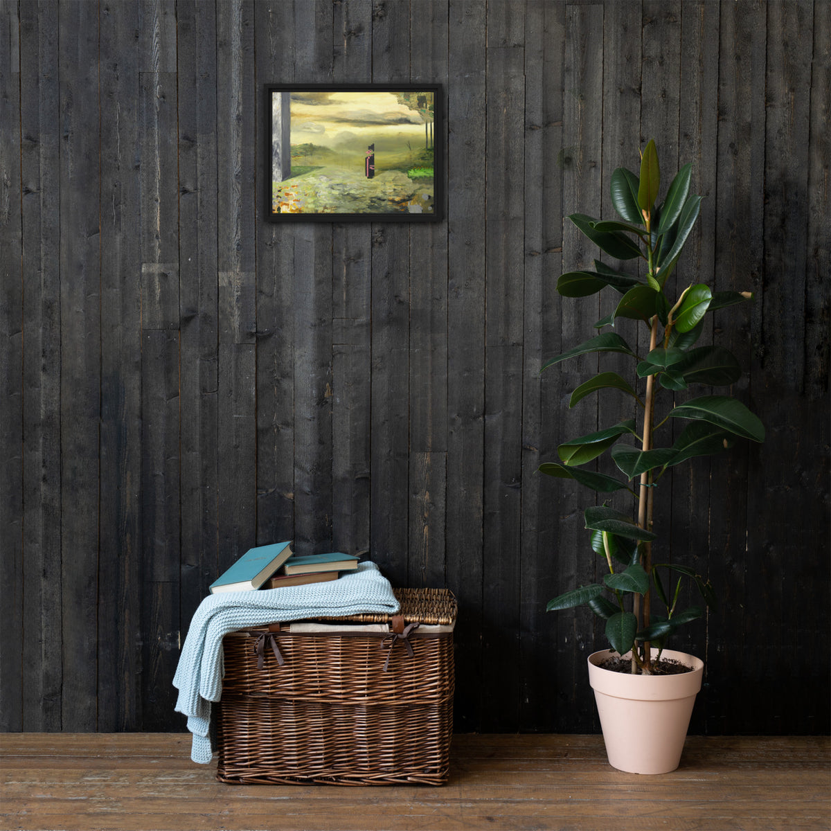 Elegy — Framed canvas — 16 × 12 in — Black frame — shown on wall