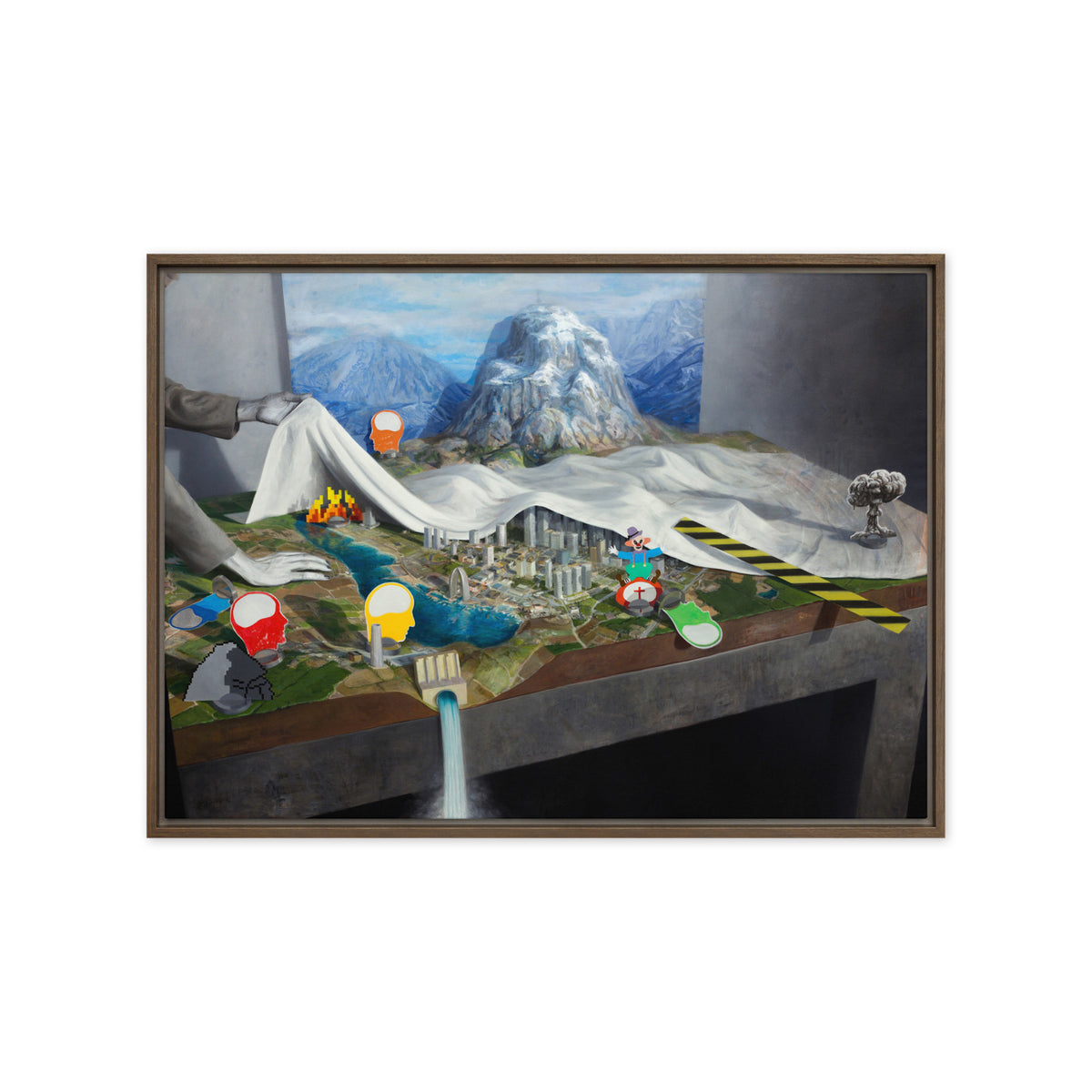 Pwned Landscape — Framed canvas — 28 × 20 in — Brown frame — front