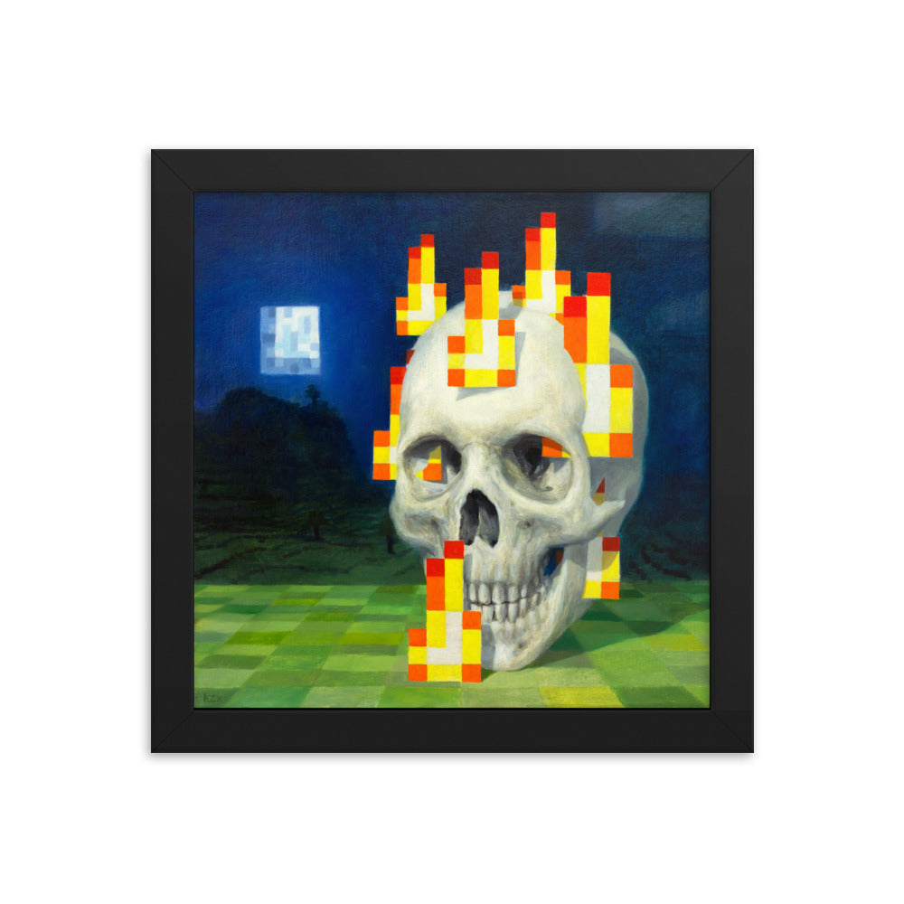 Skull on fire / Burning skull - Framed poster - no white border