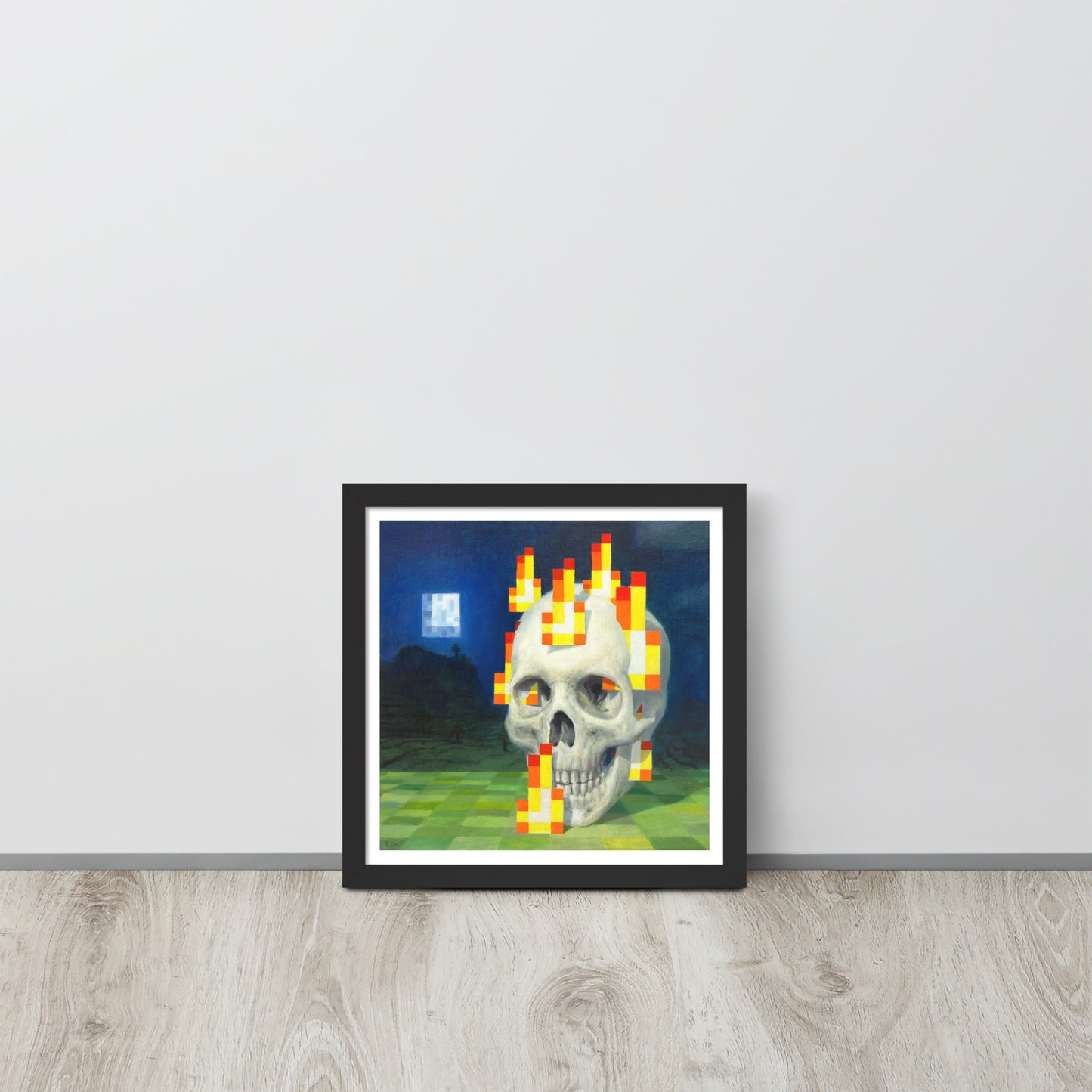 Skull on fire / Burning skull - Framed poster