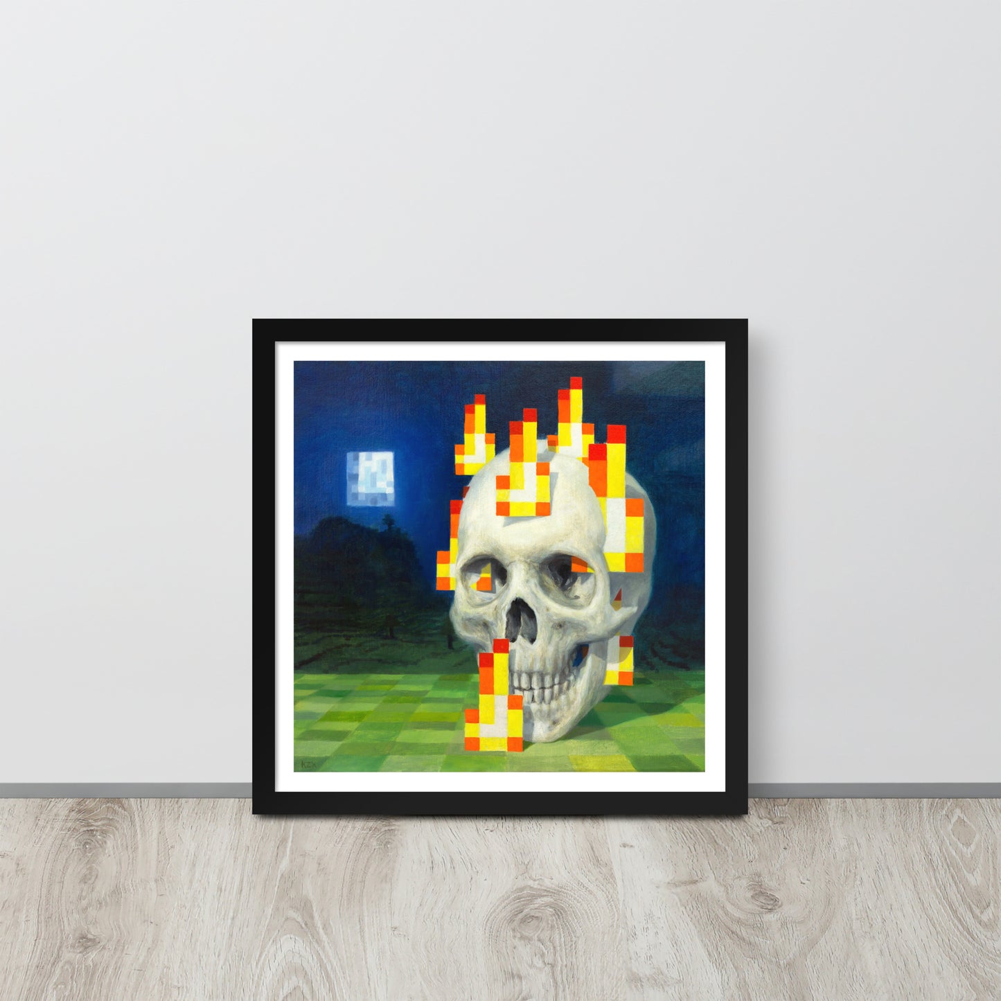Skull on fire / Burning skull - Framed poster