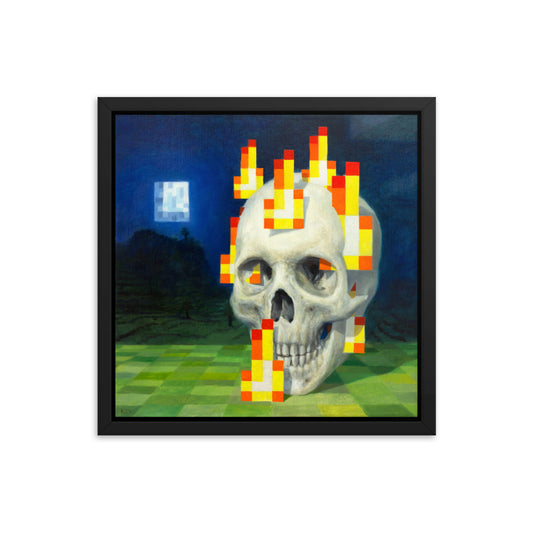 Skull on fire / Burning skull - Framed poster - no white border